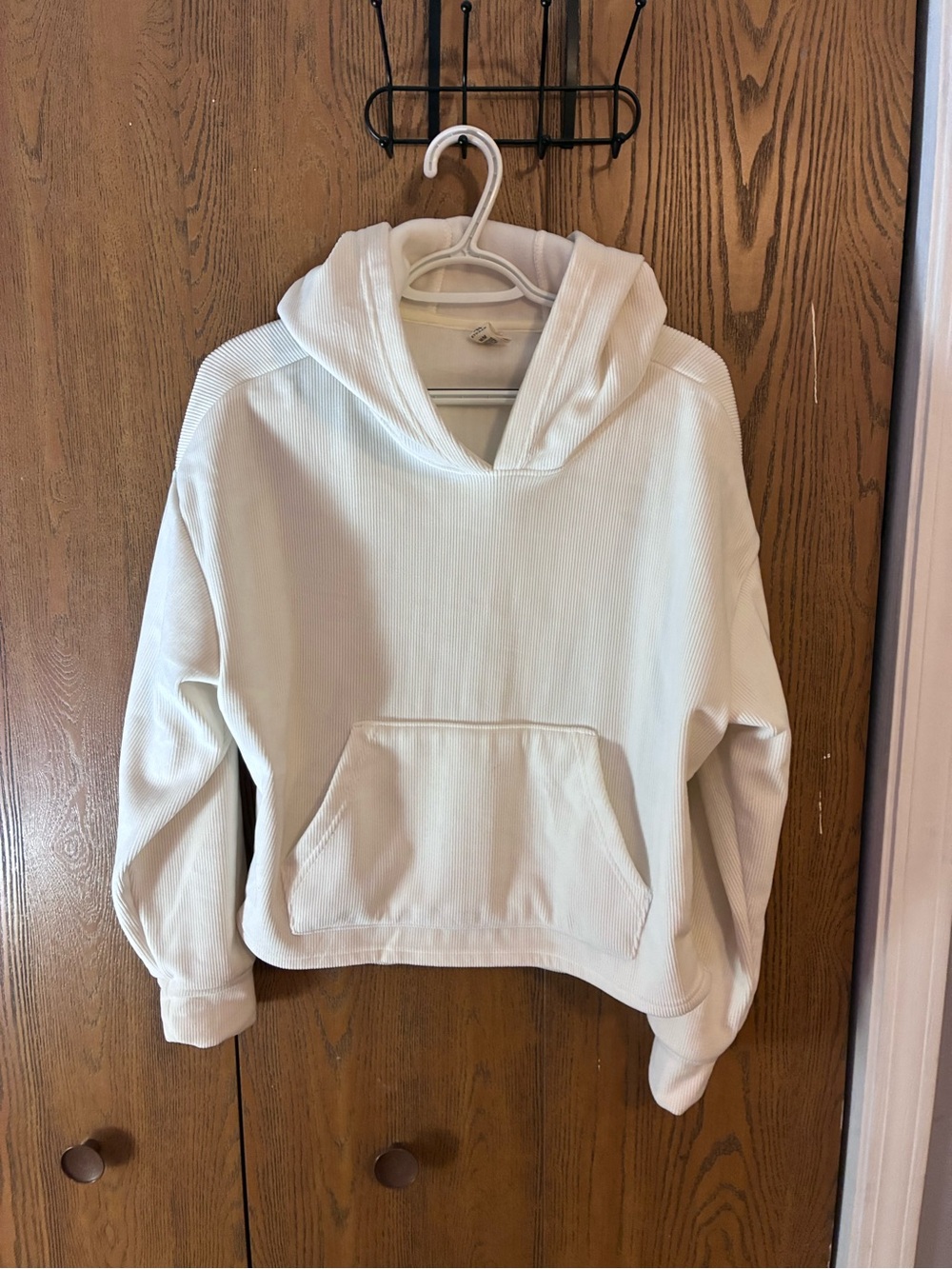 Kyodan Women's Ivory Ribbed Oversized Pullover Hoodie Size Medium